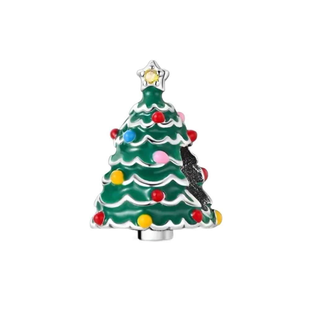 S925 Sterling Silver Christmas Tree Charm with Multicolor Accents - NWT